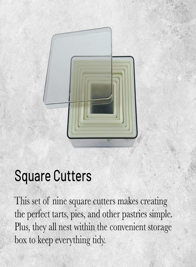 de Buyer Square Cutters - 9-Piece Set - Cut & Shape Tarts, Pies & Other Pastries - Dishwasher Safe - Image 2