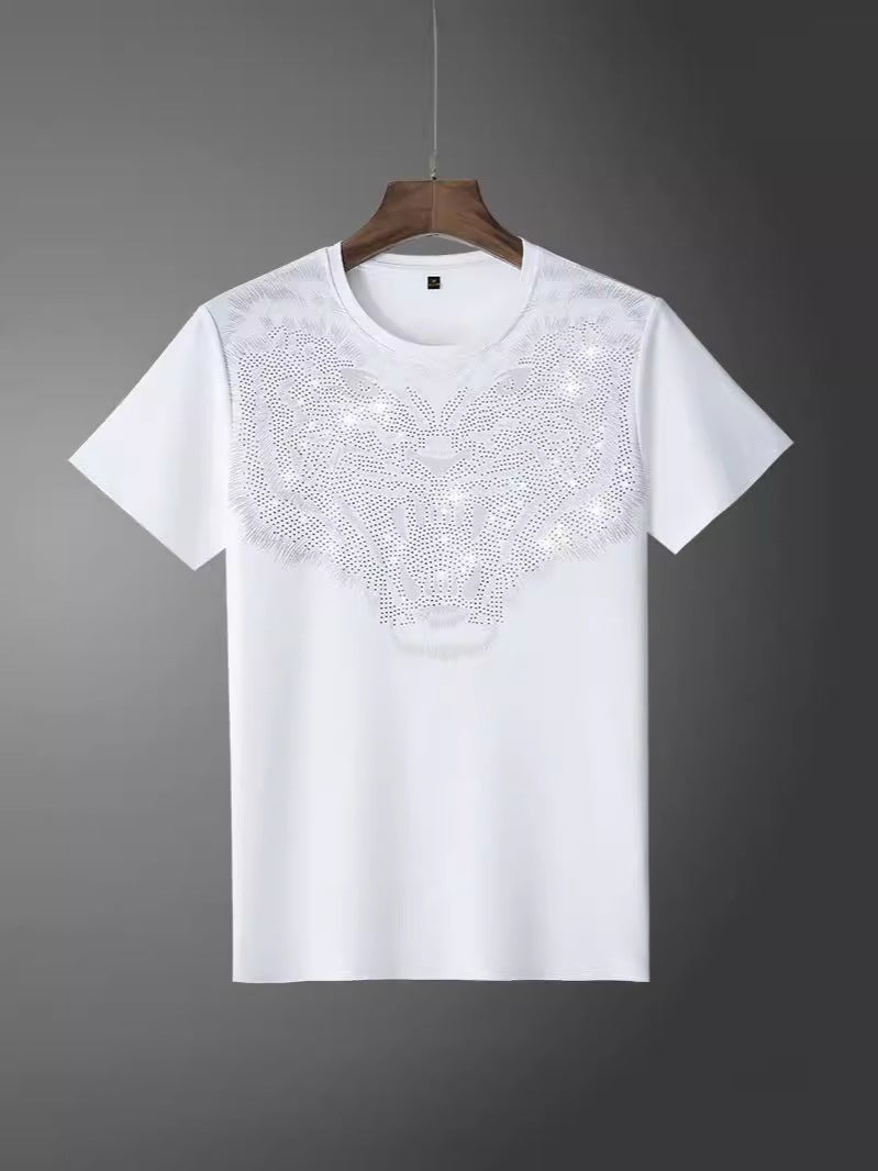 European Fashion Brand Heavy Craft Drilling Short Sleeve T-Shirt 2024 Summer Explosions Men'S Casual Fashion Round Neck Half Sleeve - Image 3