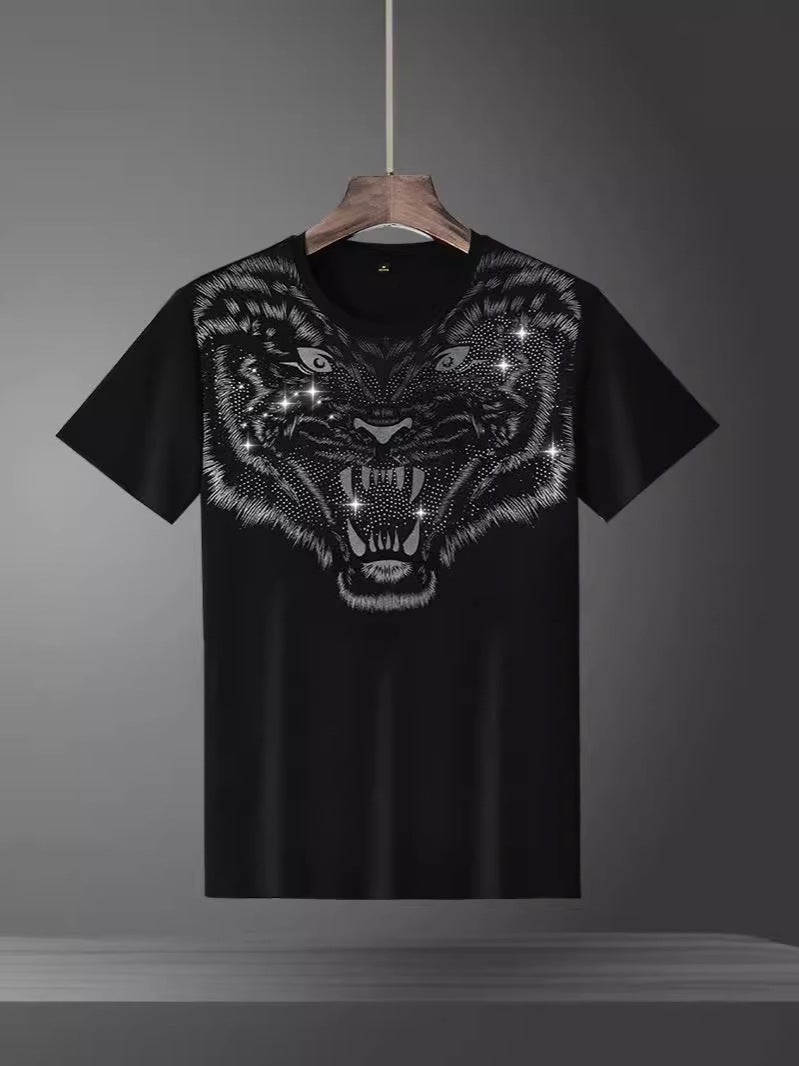 European Fashion Brand Heavy Craft Drilling Short Sleeve T-Shirt 2024 Summer Explosions Men'S Casual Fashion Round Neck Half Sleeve - Image 2