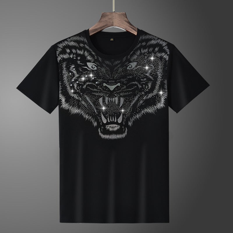 European Fashion Brand Heavy Craft Drilling Short Sleeve T-Shirt 2024 Summer Explosions Men'S Casual Fashion Round Neck Half Sleeve - Image 1