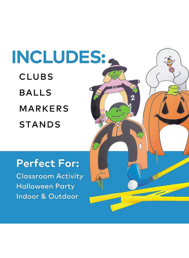 Fun Express Halloween Mini Golf Set - Includes 2 Clubs 2 Balls Holes Accessories - Perfect for Halloween Party Games Trick-or-Treat Fun - Indoor/Outdoor Play Kids’ Halloween Toys Spooky Design - 1 Set - Image 4