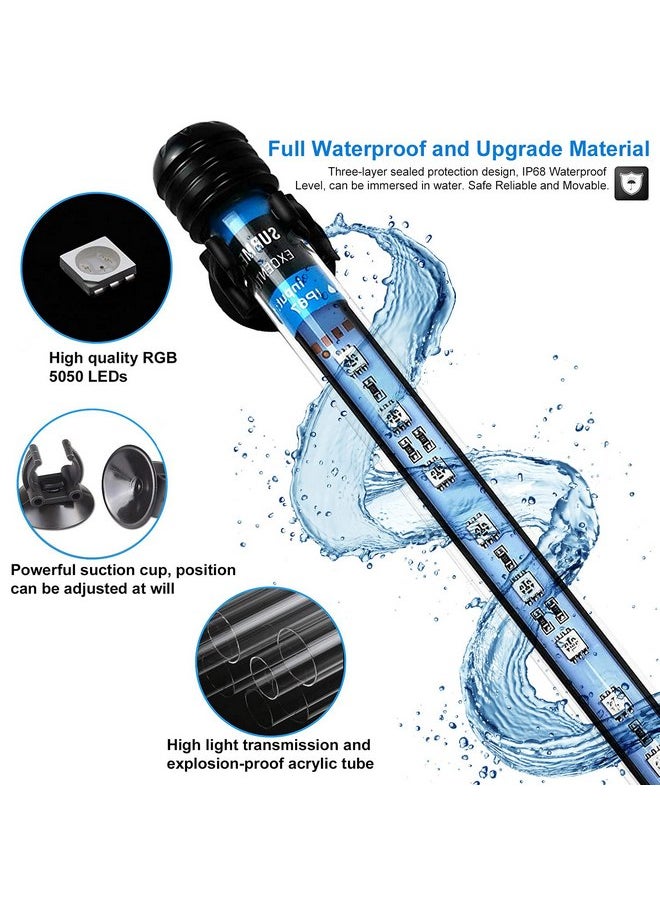 Varmhus - VARMHUS LED Aquarium Light,Fish Tank Light with Remote Controller&APP Control,DIY Full Spectrum Optional Color&Intelligent Timing and Dimming,29 Light Modes and 4 Music Control Modes 12LEDS-RGB 11'' - Image 1