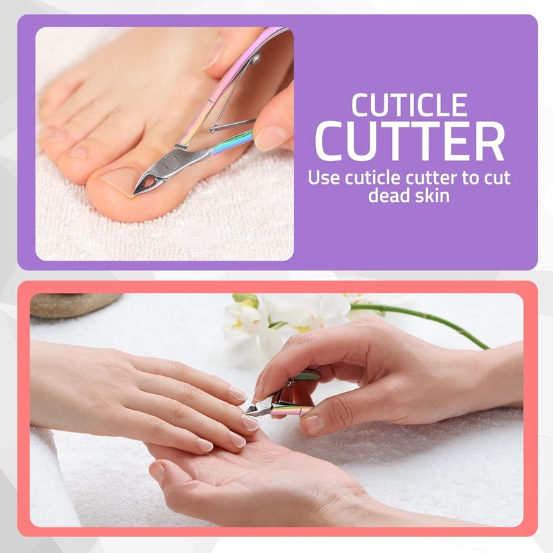 Utopia Care Cuticle Trimmer with Pusher, Nail Trimmer Set, Professional Manicure & Pedicure Kit, Cuticle Remover Tool Kit, Rainbow - Image 4