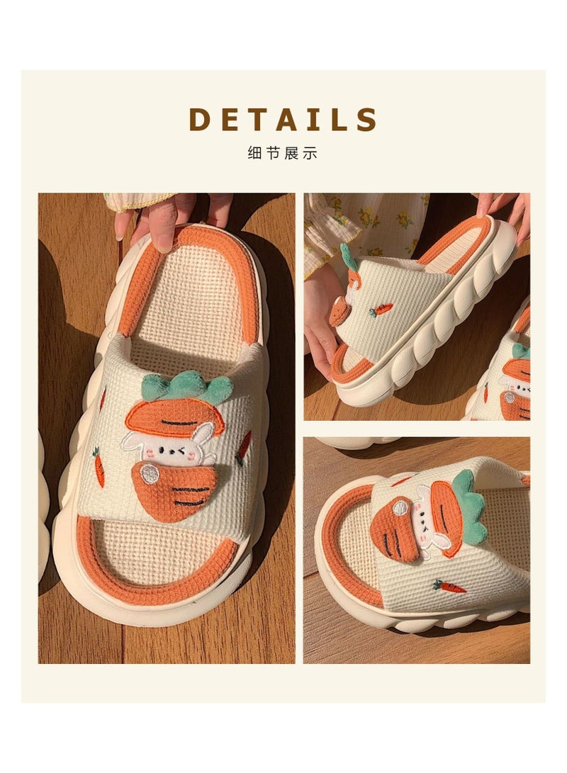 Y&D Cute carrot rabbit linen home slippers - Image 4