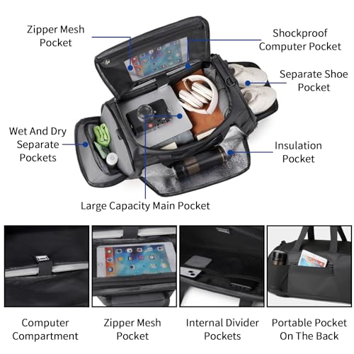 Ogetok 45L Large Gym Bag Sport Duffle Backpack for Men Women, Water Resistant Fitness Sport Tote Bags Travel Weekend Overnight Carry on Bag with Shoe & Wet & Insulation Pocket & Laptop Compartment - Image 3