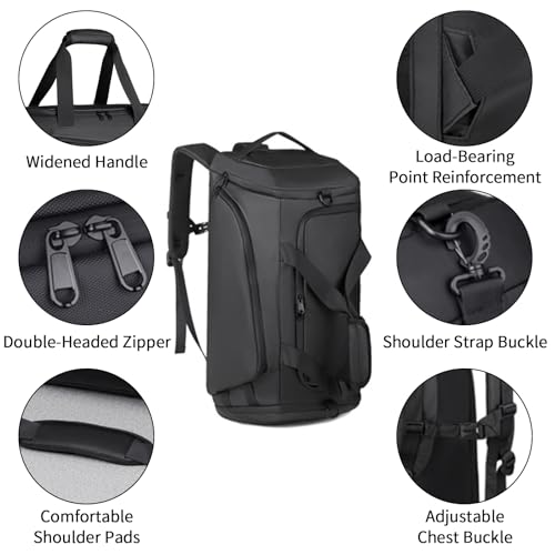 Ogetok 45L Large Gym Bag Sport Duffle Backpack for Men Women, Water Resistant Fitness Sport Tote Bags Travel Weekend Overnight Carry on Bag with Shoe & Wet & Insulation Pocket & Laptop Compartment - Image 4