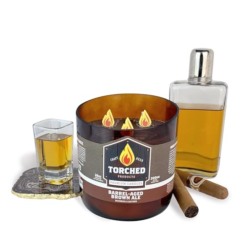 Torched Beer Scented Candles | Natural Soy Wax Candle | Barrel-Aged Brown Ale Scent 28 oz | Makes a Great Gift for Men, Beer Lovers, and Collectors | Bar Man-Cave Decor and Accessories - Image 3