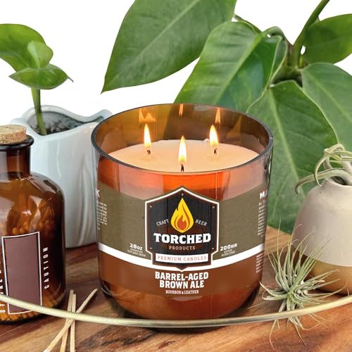 Torched Beer Scented Candles | Natural Soy Wax Candle | Barrel-Aged Brown Ale Scent 28 oz | Makes a Great Gift for Men, Beer Lovers, and Collectors | Bar Man-Cave Decor and Accessories - Image 4