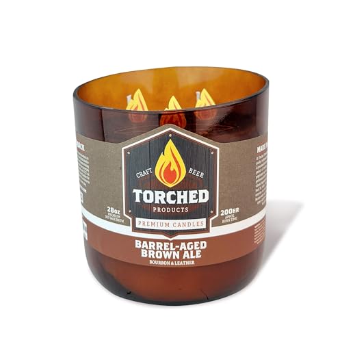 Torched Beer Scented Candles | Natural Soy Wax Candle | Barrel-Aged Brown Ale Scent 28 oz | Makes a Great Gift for Men, Beer Lovers, and Collectors | Bar Man-Cave Decor and Accessories - Image 1