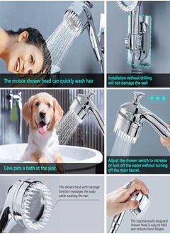 Topyich Multifunction Shower Set Head Universal Water Taps, 3 in 1 Bathroom Multi function Bidet Spray Water Taps with 360° Rotating Faucet Sprayer and Massage Shower Head  for Daily Washing,Universal Faucet Bubbler Anti-Splash Head Extendere  - Image 2