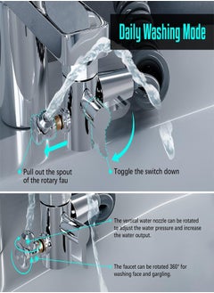 Topyich Multifunction Shower Set Head Universal Water Taps, 3 in 1 Bathroom Multi function Bidet Spray Water Taps with 360° Rotating Faucet Sprayer and Massage Shower Head  for Daily Washing,Universal Faucet Bubbler Anti-Splash Head Extendere  - Image 3