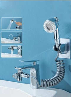 Multifunction Shower Set Head Universal Water Taps, 3 in 1 Bathroom Multi function Bidet Spray Water Taps with 360° Rotating Faucet Sprayer and Massage Shower Head  for Daily Washing,Universal Faucet Bubbler Anti-Splash Head Extendere