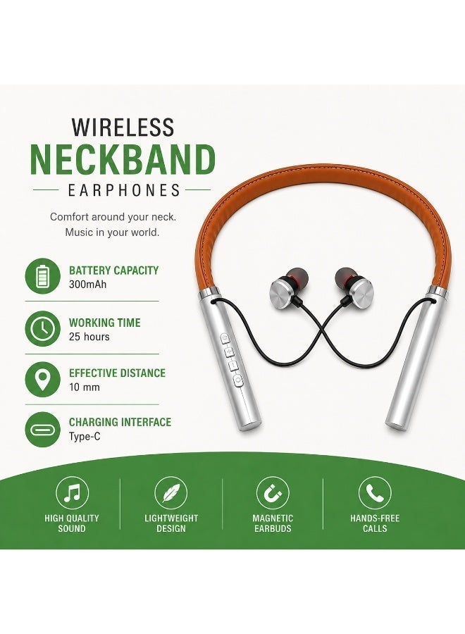 Wireless Bluetooth 5.2 Neckband Earphones with Magnetic Earbuds, 10mm Bass Driver, Type-C Fast Charging, 300mAh Battery, Up to 25 Hours Playtime, Hands-Free Calling, Built-in Microphone, Stereo Sound, Sweat Resistant Sports Headset ERPC-IM275. - Image 5