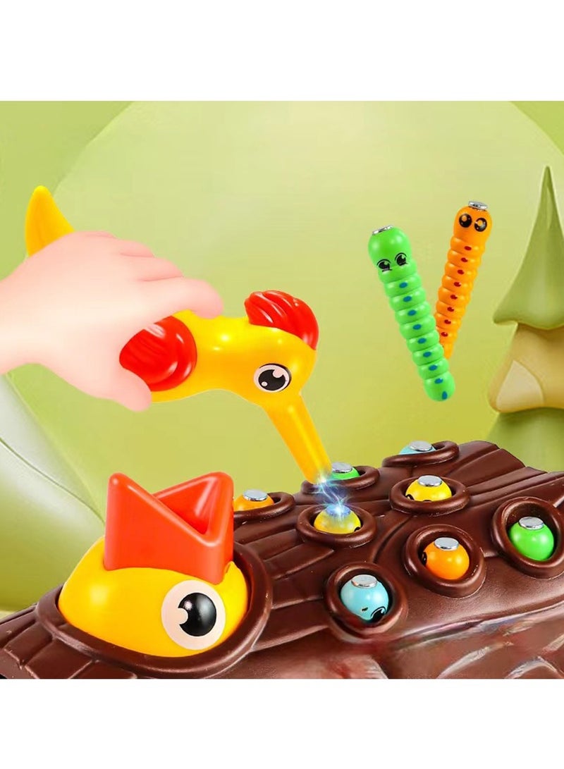 AROAQ Toddler Toy Game Set, Bird Catch And Feed Game, Safe And Durable Montessori Educational Toys, Portable Magnetic Bird Caterpillars Toy Set For Baby Boy Girl, (Brown Set A)  - Image 2
