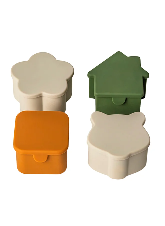 Citron Set Of 4 Silicone Lunchbox Organizers - Caramel/Green/Grey
