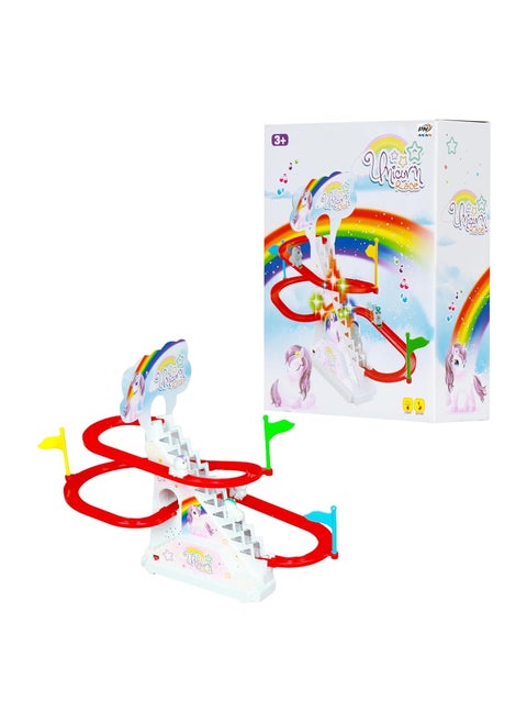 A colorful and stunning Unicorn amusement park game, equipped with fun lights and sounds, perfect for children aged 3 and above, providing them with hours of entertainment and adventure with cute unicorns!