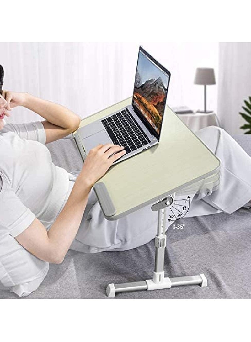 NNEWVANTE Laptop Stand Table Height And Angle Adjustable Desk Folding Table For Writing In Bed, Sofa And Couch With Anti Slip Pad, Perfect For Bed And Sofa Study, Grey  - Image 1