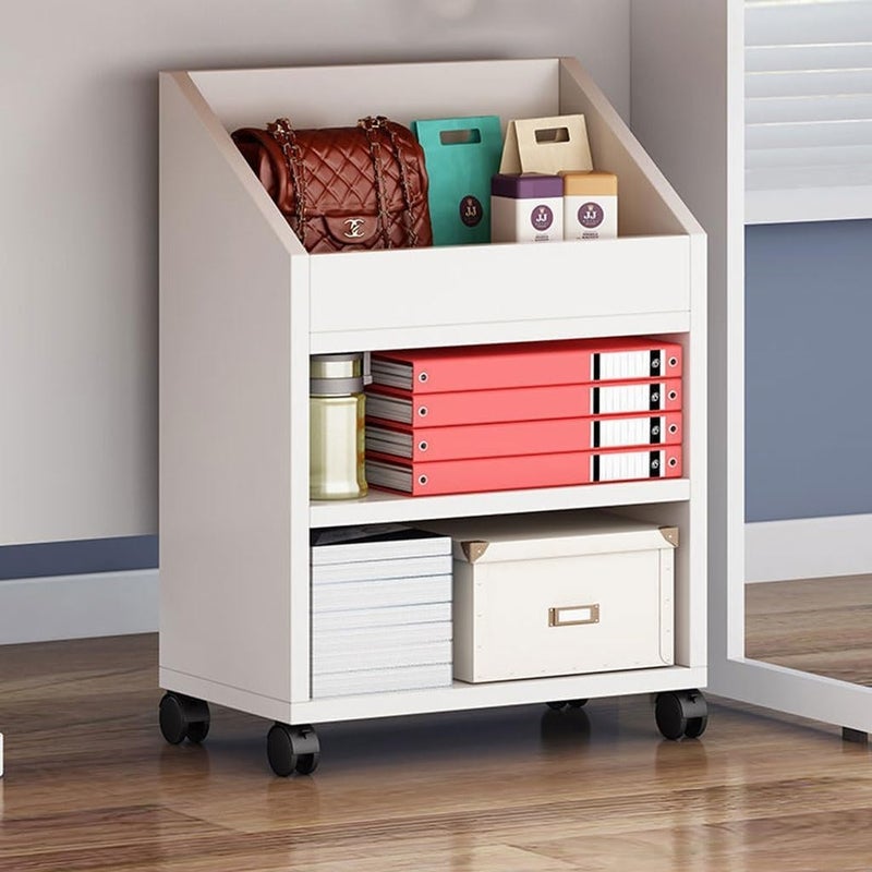 UniShop UniShop Bookshelf 3 Layer Storage Rack with Wheels Storage Cabinet Under The Table Filing Cabinet White 157 L x 944 W x 2519 H 