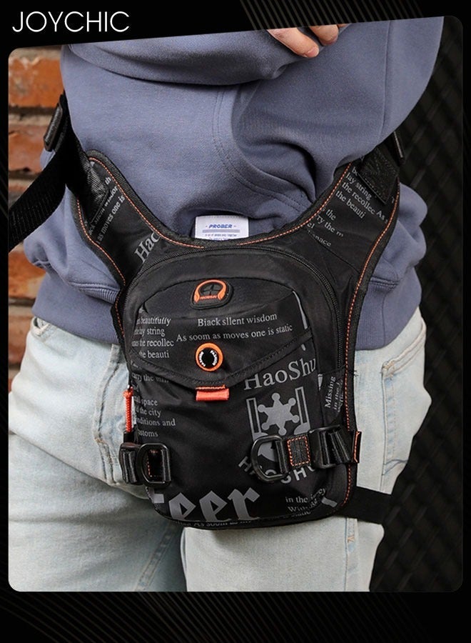 Joychic Multifunctional Men Waist Bag Knight Tactical Leg Bag Nylon Waterproof Crossbody Bag Shoulder Bag for Outdoor Sports Fitness Crossbody Bag Black - Image 2