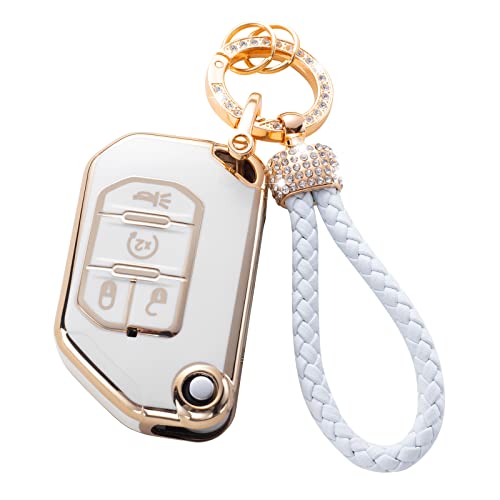 Gematay for Jeep Key Fob Cover with Keychain Lanyard, Key Fob Protector Shell Compatible with Jeep Gladiator JT Wrangler - Image 1