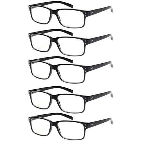 Kerecsen Reading Glasses 5 Pairs Quality Readers Spring Hinge Glasses for Reading for Men and Women (5 Black, 1.75, x) - Image 1