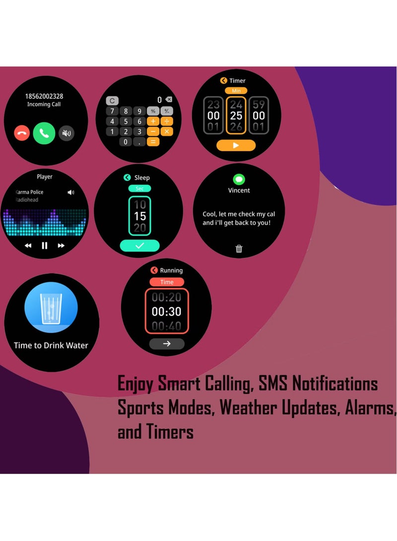 ELTRAZONE 1.43-Inch AMOLED Smart Watch for Men – Full Touch Control, IP68 Waterproof, Includes 2 Pairs of Straps, Sleek Black Design - Image 5