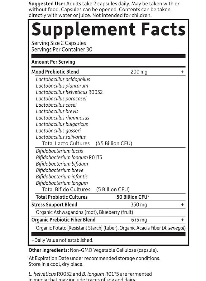 Garden of Life Dr. Formulated Probiotics Mood+ 60 Vegetarian Capsules - Image 5