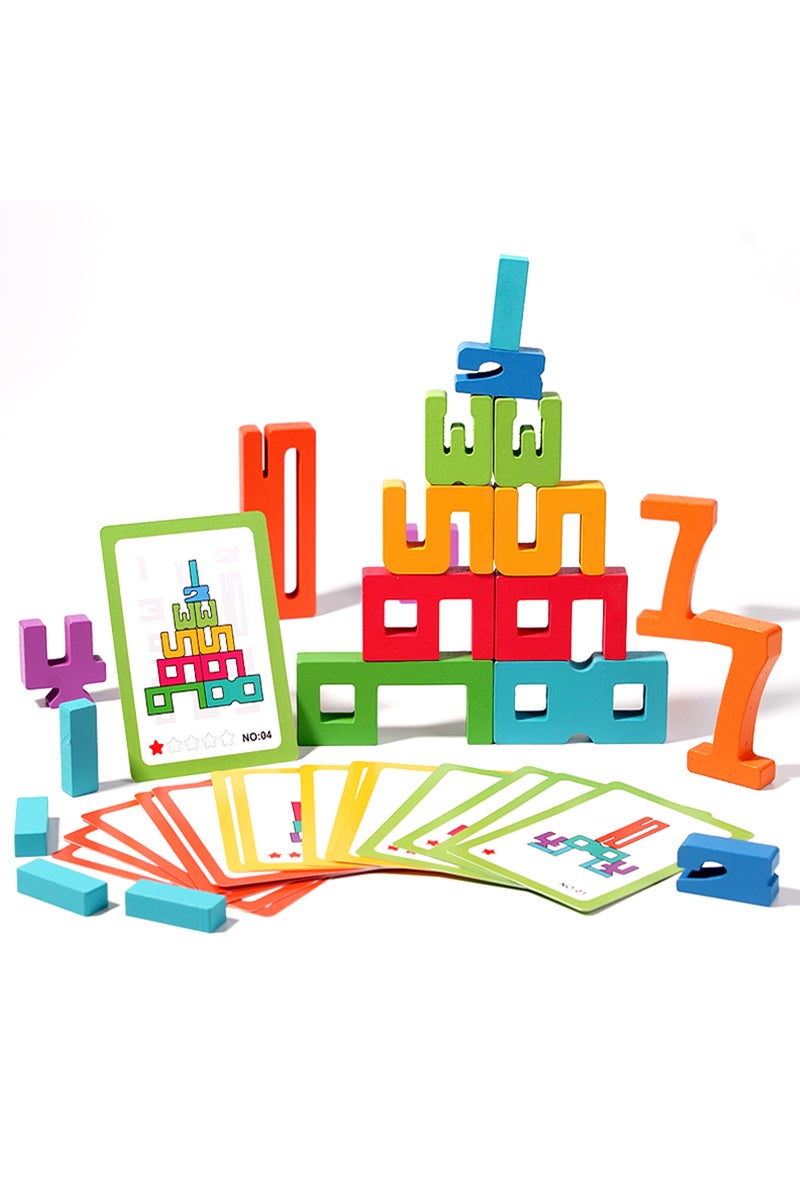 Number Montessori Math Toys Wooden Number Stacking Building Blocks Digital Balance Toy Preschool Lea