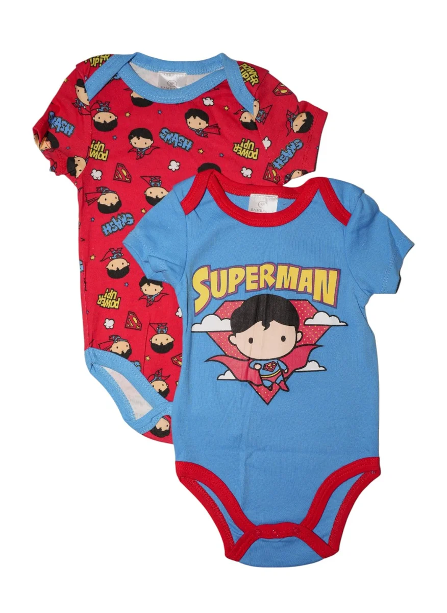 Bambimici Bambimici Superman Print Short Sleeve  Body suit  Set of 2