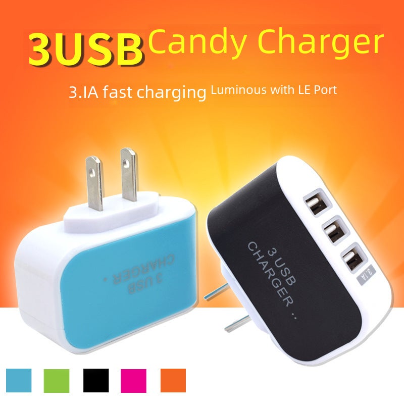 general Candy 3-Port USB Charger LED Light-Up Orange