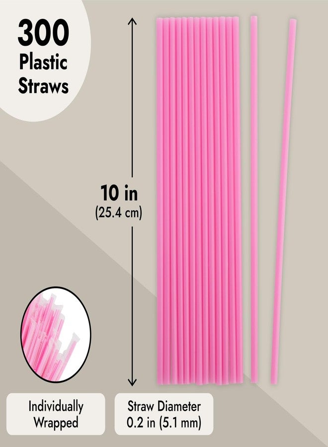Juvale 300 Pack Pink Plastic Straws for Birthday Party, Baby Shower, Weddings and Gatherings - 10 Inches Long Fun Pink Straws Plastic for Cocktails, Coffee, Juice, Water, Iced Tea and More - Image 4