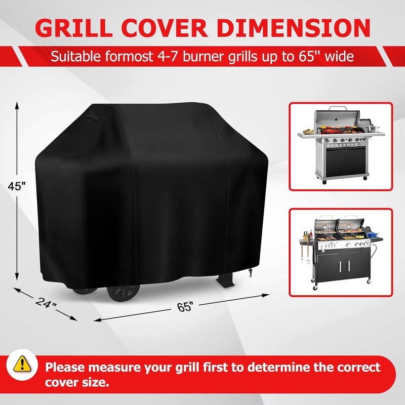 iCover Grill Cover 65 inch, iCOVER Waterproof BBQ Gas Grill Cover, Polyester Lightweight Easy On/Off, Dustproof Fade Resistant for Weber Char-Broil Nexgrill and More Grills - Image 2