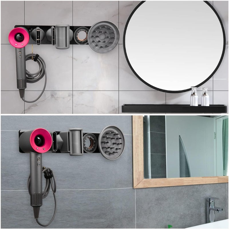 Hair Dryer Holder, Acrylic Wall Mount Bracket Stand Storage Rack Organizer Fits for Dyson Supersonic Hair Blow Dryer, Space Organizer for Bathroom/Bedroom/Washroom(Black) - Image 5