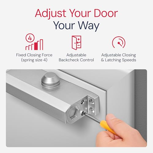 Lawrence Medium Duty Commercial Automatic Door Closer - Surface-Mounted Auto Door Closer for Home, Garage & Light Commercial Door Use - Embassy Series LH534 - Image 3