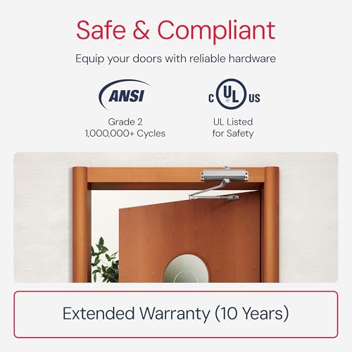 Lawrence Medium Duty Commercial Automatic Door Closer - Surface-Mounted Auto Door Closer for Home, Garage & Light Commercial Door Use - Embassy Series LH534 - Image 4
