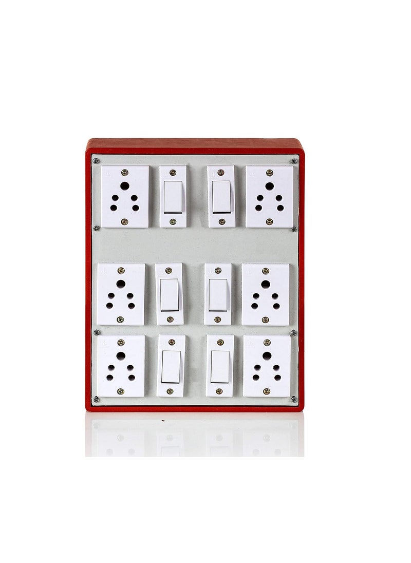 HI PLASST PINS N PLUGS HiPlasst Electrical Extension Switch Board for Home Wall with 4 Yard Extension Cord 6 Switches 6 Sockets 5A Light Board Box Brown 6A230V  - Image 2