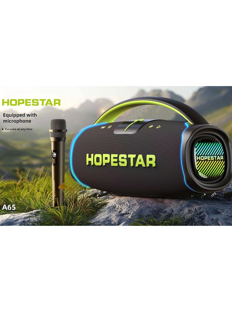 HOPESTAR A65 300W Portable Bluetooth Speaker – Big Bass, Karaoke Mic, IPX6 Waterproof, 30000mAh Battery, TWS Stereo, LED Lights & Handle – Perfect for Parties, Camping, and Outdoor Adventures - Image 3