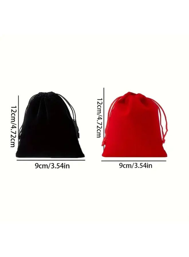 Custom Logo Drawstring Bags Black Velvet Polyester Gift Pouch 9x12 Christmas Wedding Storage - Image 3