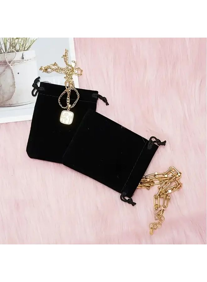 Custom Logo Drawstring Bags Black Velvet Polyester Gift Pouch 9x12 Christmas Wedding Storage - Image 4
