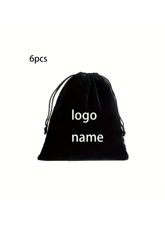 Custom Logo Drawstring Bags Black Velvet Polyester Gift Pouch 9x12 Christmas Wedding Storage - Image 2