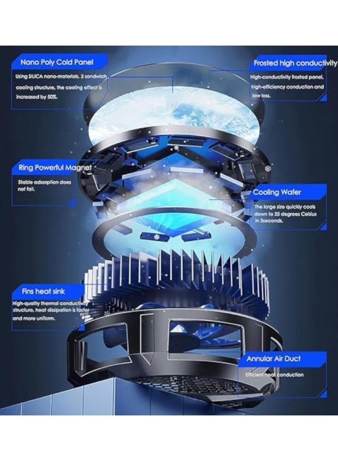 For iPad Cooler with 1 Magnet sheet, 100 mm Diameter Magnetic Tablet Cooler, Tablet Cooling Fan 20W Power Driver, with Temperature Display Radiator (Black) - Image 2