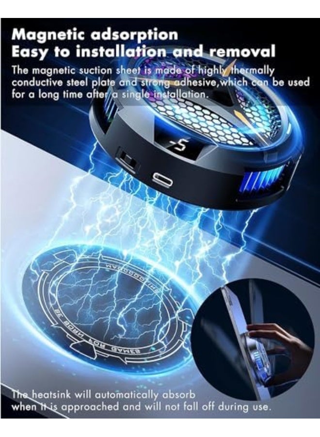 For iPad Cooler with 1 Magnet sheet, 100 mm Diameter Magnetic Tablet Cooler, Tablet Cooling Fan 20W Power Driver, with Temperature Display Radiator (Black) - Image 5
