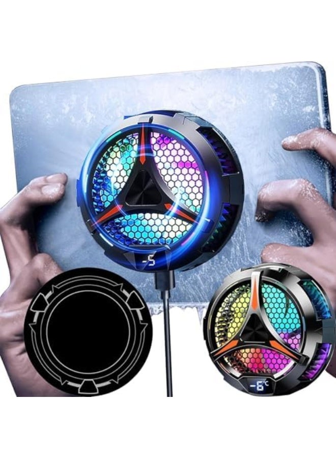 For iPad Cooler with 1 Magnet sheet, 100 mm Diameter Magnetic Tablet Cooler, Tablet Cooling Fan 20W Power Driver, with Temperature Display Radiator (Black) - Image 1