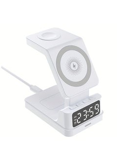 XiuWoo Talabat 4 in 1 Wireless Charger 15W Charging Stand with Digital Clock Type-C PD Compatible with iPhone 15/14/13/12/11 | All iWatches | Air-Pods 2/3/Pro | All Qi Enabled Devices (Black)  - Image 2