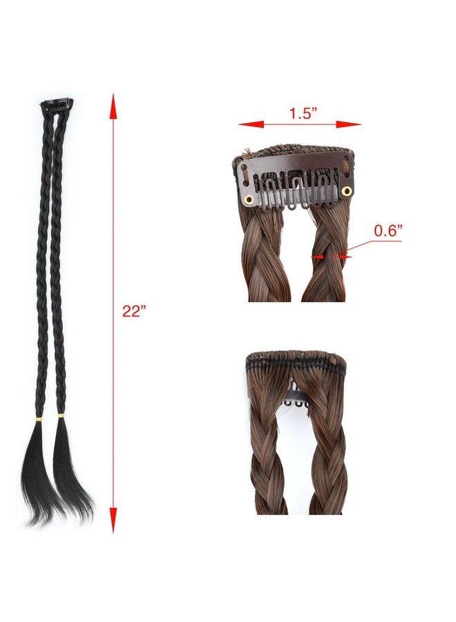 Loquat DIY Hairstyle Thin Double 3 Strands and Fishtail Plaited Synthetic Hair Braids Headband with Clip, Hair Accessory for Women, Girls (Thin Double, Natural Black) - Image 3