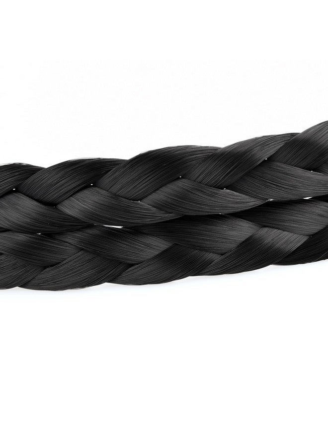 Loquat DIY Hairstyle Thin Double 3 Strands and Fishtail Plaited Synthetic Hair Braids Headband with Clip, Hair Accessory for Women, Girls (Thin Double, Natural Black) - Image 2