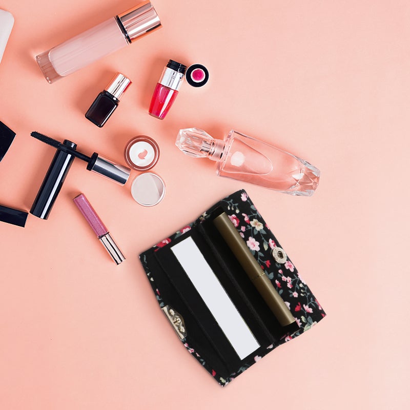 2pcs Women Lipstick Case Retro Embroidered Flower Pattern Storage Box with Mirror - Image 4