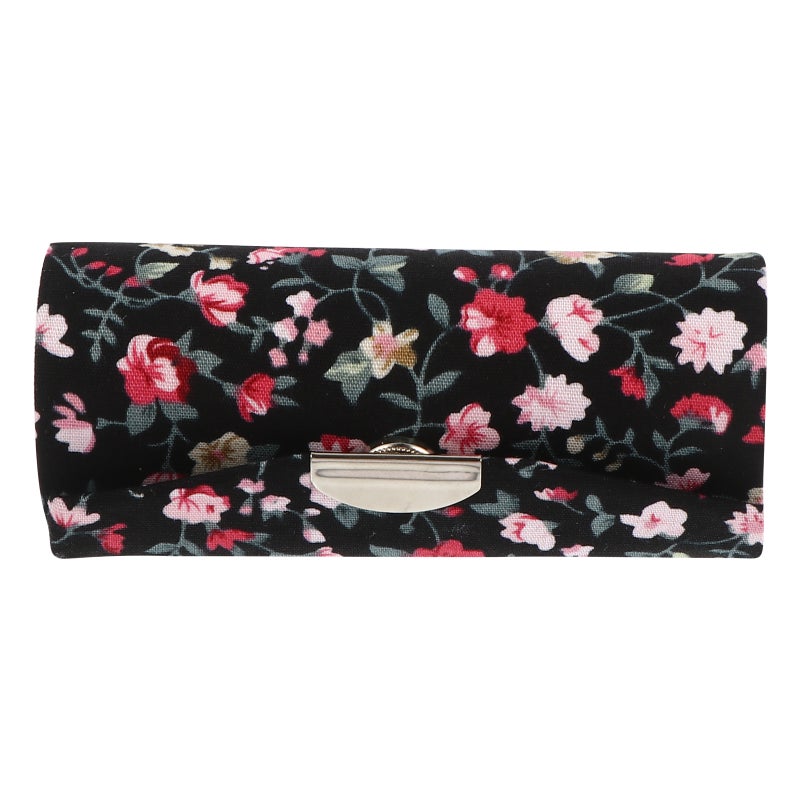 2pcs Women Lipstick Case Retro Embroidered Flower Pattern Storage Box with Mirror - Image 1