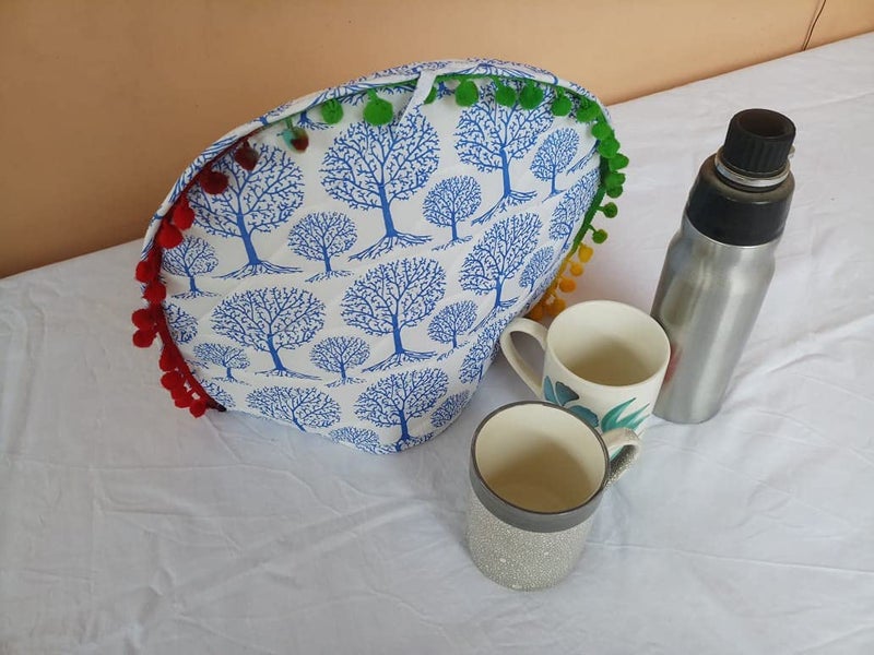 Malan Bai Mandala Tea Cozy Cover White Hand Block Winter Tea Cozy Cotton Tea Kettle Warmer Pot Cover Hot Coffee Cover Handamde Kitchen Décor Brand: Malan Bai (Pattern 23) - Image 2