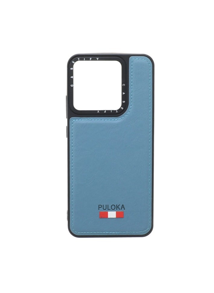 Leather Silicone And Plastic Back Phone Protection Cover For Infinix Smart 7 - Light Blue - Image 1
